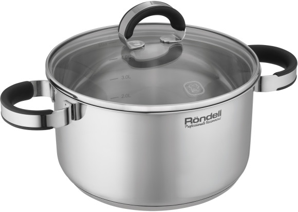 Кастрюля Rondell Brando RDS-1805 5.1л. d=24см (с крышкой) стальной Кастрюля Rondell Brando RDS-1805 5.1л. d=24см (с крышкой) стальной