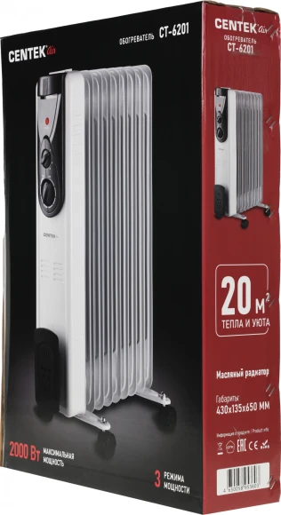 Радиатор масляный Centek CT-6201 2000Вт белый Радиатор масляный Centek CT-6201 2000Вт белый