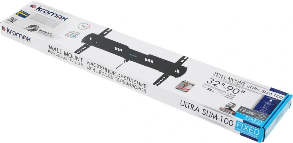 Кронштейн для телевизора Kromax Ultra Slim-100 черный 32"-90" макс.55кг настенный фиксированный