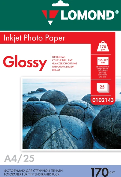 Фотобумага Lomond 0102143 A4/170г/м2/25л./белый глянцевое для струйной печати Фотобумага Lomond 0102143 A4/170г/м2/25л./белый глянцевое для струйной печати