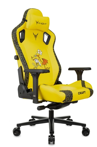 Кресло игровое Knight Craft Dragon желтый экокожа с подголов. крестов. металл