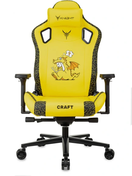 Кресло игровое Knight Craft Dragon желтый экокожа с подголов. крестов. металл