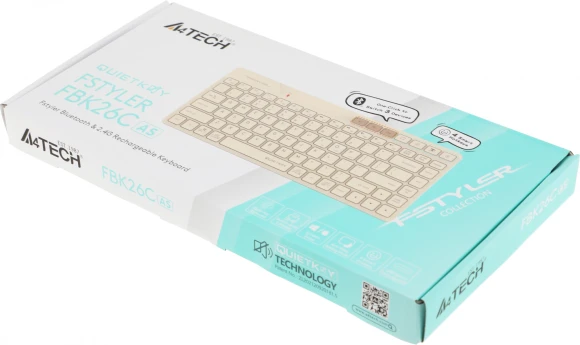 Клавиатура A4Tech Fstyler FBK26C AS бежевый USB беспроводная BT/Radio slim Multimedia (FBK26C AS)