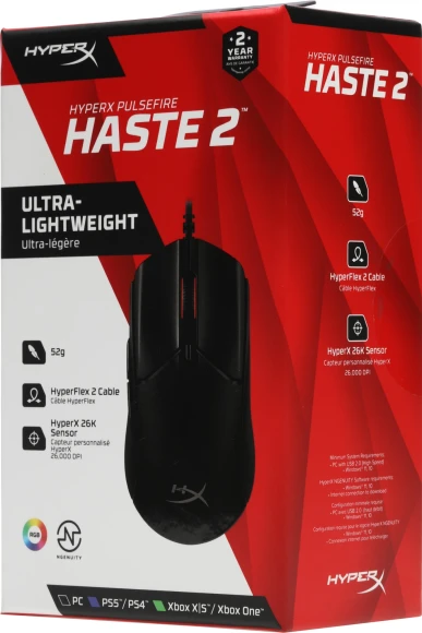 Мышь HyperX Pulsefire Haste 2 черный оптическая 26000dpi USB 5but (6N0A7AA)