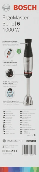 Блендер погружной Bosch MSM6M610 1000Вт нержавеющая сталь/черный Блендер погружной Bosch MSM6M610 1000Вт нержавеющая сталь/черный