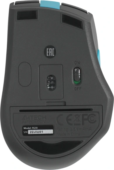 Мышь A4Tech Fstyler FG30 серый/синий оптическая 2000dpi беспров. USB 6but (FG30 BLUE)