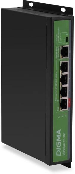 Коммутатор Digma DSP204G-1G-T80 (L2) 5x1Гбит/с 4PoE 4PoE+ 1PoE++ 80W неуправляемый Коммутатор Digma DSP204G-1G-T80 (L2) 5x1Гбит/с 4PoE 4PoE+ 1PoE++ 80W неуправляемый