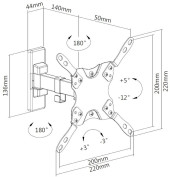 Кронштейн для телевизора Ultramounts UM864W белый 13"-42" макс.20кг настенный поворотно-выдвижной и наклонный Кронштейн для телевизора Ultramounts UM864W белый 13"-42" макс.20кг настенный поворотно-выдвижной и наклонный