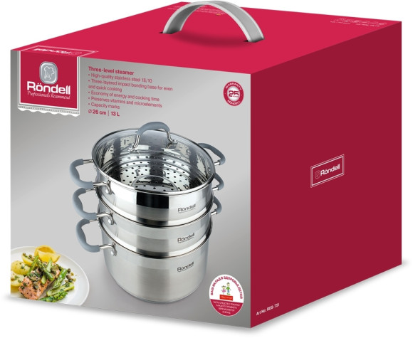 Кастрюля-пароварка Rondell RDS-751 13л. d=26см (с крышкой) стальной