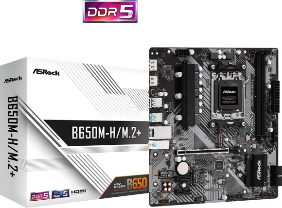 Материнская плата Asrock B650M-H/M.2+ Socket AM5 AMD B650 2xDDR5 mATX AC`97 8ch(7.1) GbLAN RAID+HDMI+DP Материнская плата Asrock B650M-H/M.2+ Socket AM5 AMD B650 2xDDR5 mATX AC`97 8ch(7.1) GbLAN RAID+HDMI+DP