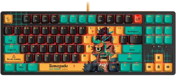 Клавиатура A4Tech AT87 Renegade черный/зеленый USB for gamer LED (AT87) кабель 1.8м