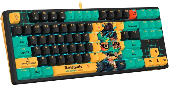 Клавиатура A4Tech AT87 Renegade черный/зеленый USB for gamer LED (AT87) кабель 1.8м