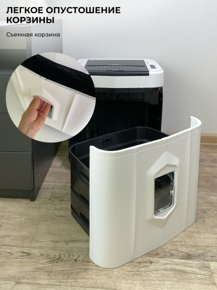 Шредер Heleos АП20-5 белый/черный с автоподачей (секр.P-5) фрагменты 131лист. 20лтр. скрепки скобы пл.карты Шредер Heleos АП20-5 белый/черный с автоподачей (секр.P-5) фрагменты 131лист. 20лтр. скрепки скобы пл.карты