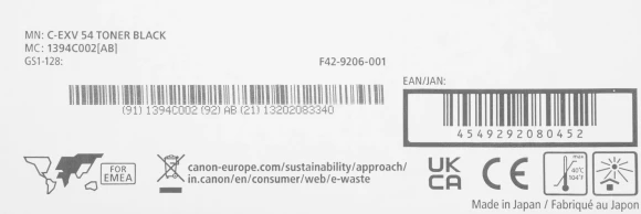 Картридж лазерный Canon C-EXV54BK 1394C002 черный для Canon