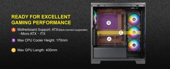 Корпус Azza COVE черный без БП ATX 6x120mm 2x140mm 1xUSB2.0 1xUSB3.0 audio bott PSU