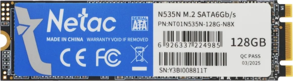 Накопитель SSD Netac SATA-III 128GB NT01N535N-128G-N8X N535N M.2 2280 Накопитель SSD Netac SATA-III 128GB NT01N535N-128G-N8X N535N M.2 2280