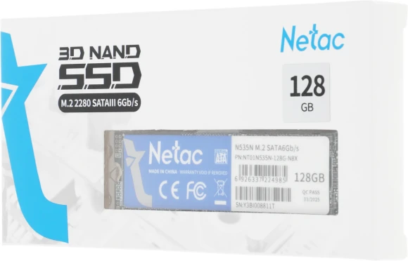 Накопитель SSD Netac SATA-III 128GB NT01N535N-128G-N8X N535N M.2 2280 Накопитель SSD Netac SATA-III 128GB NT01N535N-128G-N8X N535N M.2 2280