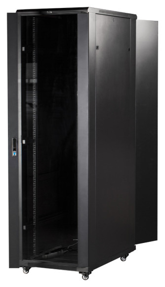 Шкаф коммутационный Lanmaster (TWT-CBB-27U-6X8-P1) напольный 27U 600x800мм пер.дв.перфор. задн.дв.перфор.2-хст. 2 бок.пан. 800кг черный IP20 сталь