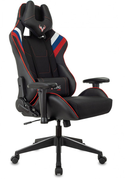 Кресло игровое Zombie VIKING 4 AERO белый/синий/красный ткань/эко.кожа с подголов. крестов. пластик
