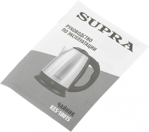 Чайник электрический Supra KES-1801S 1.8л. 1500Вт серебристый/черный корпус: металл/пластик