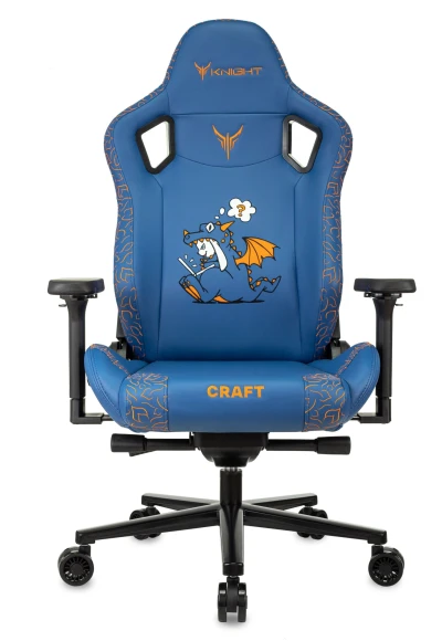 Кресло игровое Knight Craft Dragon синий экокожа с подголов. крестов. металл