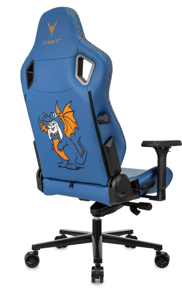 Кресло игровое Knight Craft Dragon синий экокожа с подголов. крестов. металл