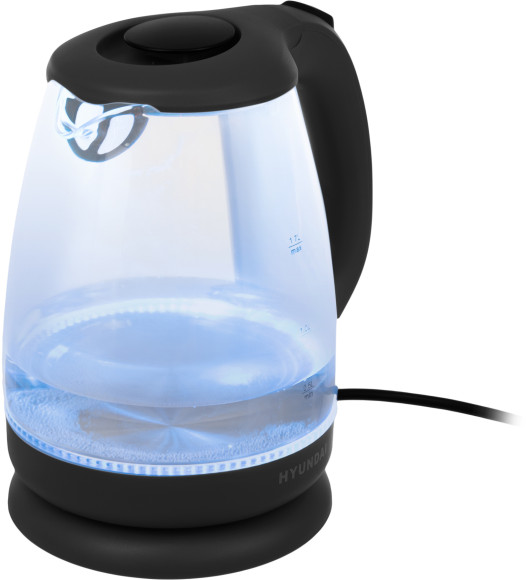 Чайник электрический Hyundai HYK-G1001 1.7л. 2200Вт черный корпус: стекло/пластик
