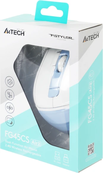 Мышь A4Tech Fstyler FG45CS Air2 голубой/белый оптическая 2000dpi silent беспров. USB для ноутбука 7but (FG45CS AIR2 USB (ICY BLUE)) Мышь A4Tech Fstyler FG45CS Air2 голубой/белый оптическая 2000dpi silent беспров. USB для ноутбука 7but (FG45CS AIR2 USB (ICY BLUE))