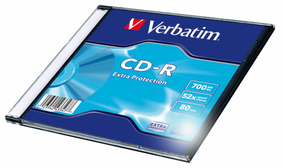 Диск CD-R Verbatim 700Mb 52x Slim case (1шт) (43347)