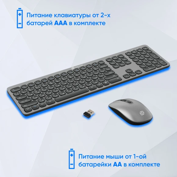Клавиатура + мышь Оклик 300M клав:серый мышь:серый/черный USB беспроводная slim (1488402) Клавиатура + мышь Оклик 300M клав:серый мышь:серый/черный USB беспроводная slim (1488402)
