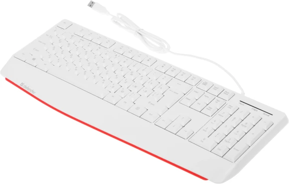Клавиатура Defender HB-546 белый USB (подставка для запястий) (45547) кабель 1.8м