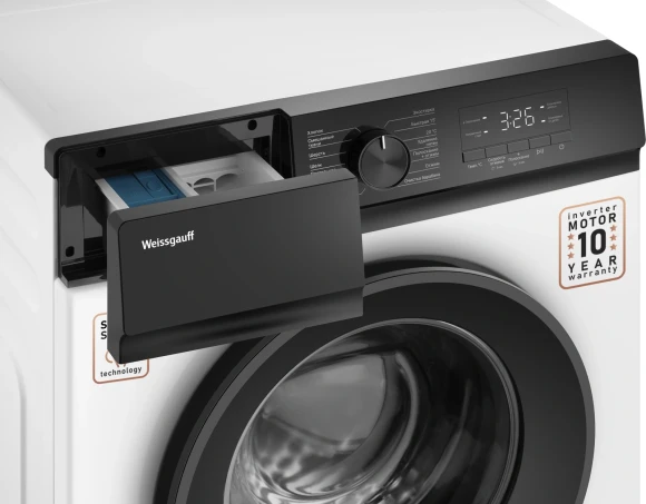 Стиральная машина Weissgauff WM 39107 Inverter Steam класс: A++ загр.фронтальная макс.:7кг белый инвертор