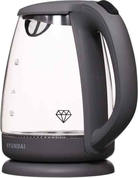 Чайник электрический Hyundai HYK-G1003 1.7л. 2200Вт серый корпус: стекло/пластик