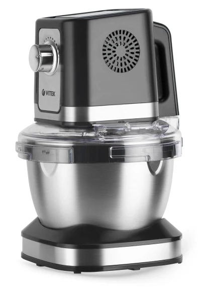 Кухонная машина Vitek VT-1435 планетар.вращ. 1000Вт черный/серебристый