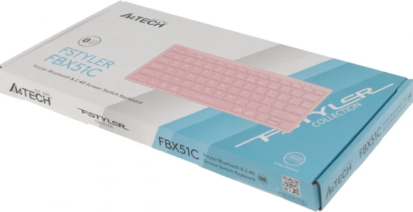 Клавиатура A4Tech Fstyler FBX51C розовый USB беспроводная BT/Radio slim Multimedia (FBX51C PINK) Клавиатура A4Tech Fstyler FBX51C розовый USB беспроводная BT/Radio slim Multimedia (FBX51C PINK)