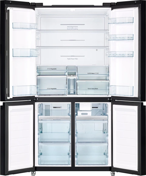 Холодильник Hitachi R-WB720PUC1 GPW 3-хкамерн. белый/черный стекло инвертер