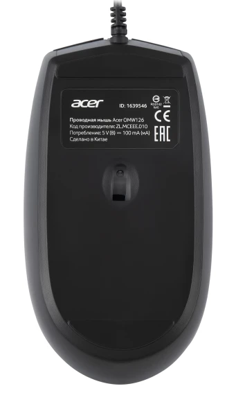 Мышь Acer OMW126 черный оптическая 1200dpi USB 3but (ZL.MCEEE.010)