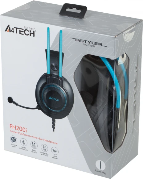 Наушники с микрофоном A4Tech Fstyler FH200i серый/синий 1.8м накладные оголовье (FH200I BLUE)