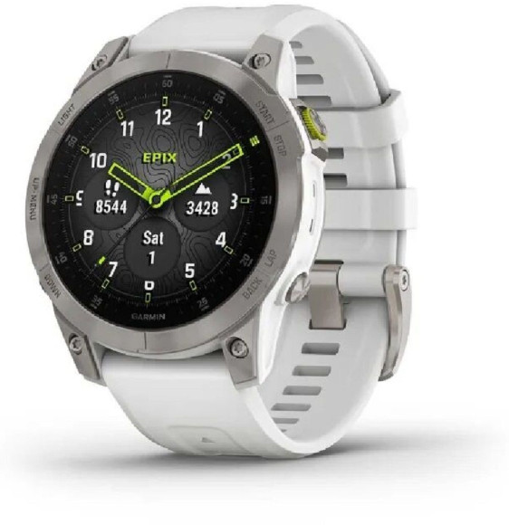 Смарт-часы Garmin Epix Gen 2 Sapphire 33.02мм 1.3" AMOLED корп.титан рем.белый (010-02582-21)