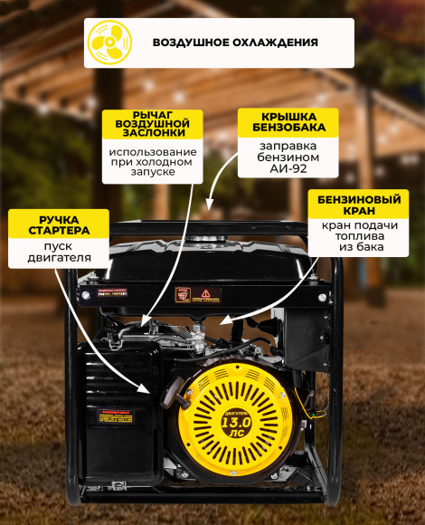 Генератор Huter DY6500L 5.5кВт
