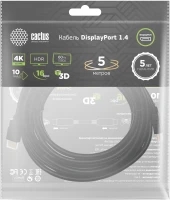 Кабель аудио-видео Cactus CS-DP-DP-1.4-5 DisplayPort (m)/DisplayPort (m) 5м. позолоч.конт. черный Кабель аудио-видео Cactus CS-DP-DP-1.4-5 DisplayPort (m)/DisplayPort (m) 5м. позолоч.конт. черный