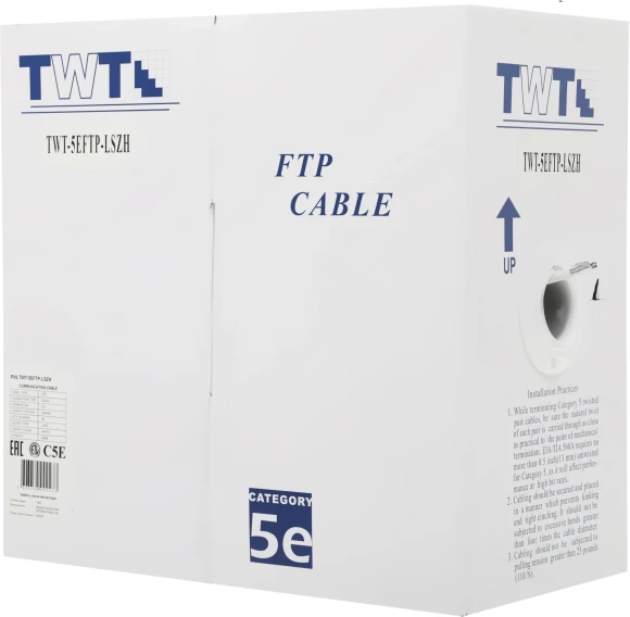 Кабель информационный Lanmaster TWT-5EFTP-LSZH кат.5E FTP 4 пары 24AWG LSZH внутренний 305м белый Кабель информационный Lanmaster TWT-5EFTP-LSZH кат.5E FTP 4 пары 24AWG LSZH внутренний 305м белый