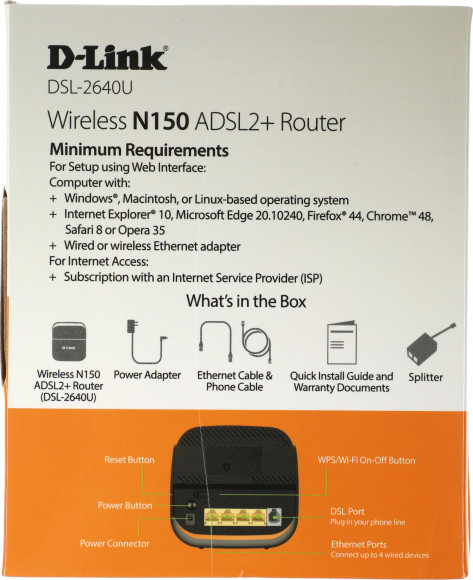 Роутер беспроводной D-Link DSL-2640U/R1A N150 ADSL черный Роутер беспроводной D-Link DSL-2640U/R1A N150 ADSL черный