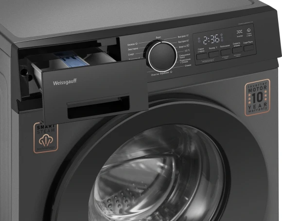 Стиральная машина Weissgauff WM 48128 Inverter Steam класс: A+++ загр.фронтальная макс.:8кг темно-серый инвертор