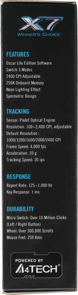 Мышь A4Tech X89 Maze черный оптическая 2400dpi USB 8but (X89 (MAZE))