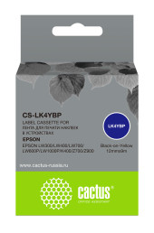 Картридж ленточный Cactus CS-LK4YBP LK-4YBP черный на желтом 12x9 для Epson LW300/LW400/LW700/LW600P/LW1000P/K400/Z700/Z900 Картридж ленточный Cactus CS-LK4YBP LK-4YBP черный на желтом 12x9 для Epson LW300/LW400/LW700/LW600P/LW1000P/K400/Z700/Z900