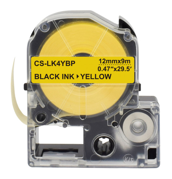 Картридж ленточный Cactus CS-LK4YBP LK-4YBP черный на желтом 12x9 для Epson LW300/LW400/LW700/LW600P/LW1000P/K400/Z700/Z900 Картридж ленточный Cactus CS-LK4YBP LK-4YBP черный на желтом 12x9 для Epson LW300/LW400/LW700/LW600P/LW1000P/K400/Z700/Z900