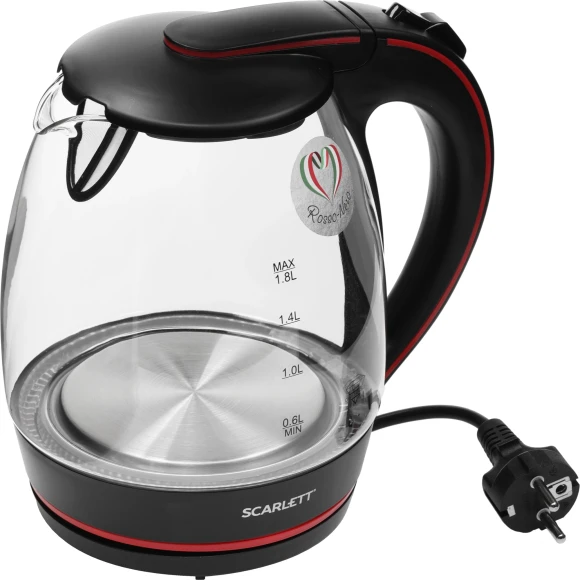 Чайник электрический Scarlett SC-EK27G79 1.7л. 2200Вт красный корпус: стекло/пластик