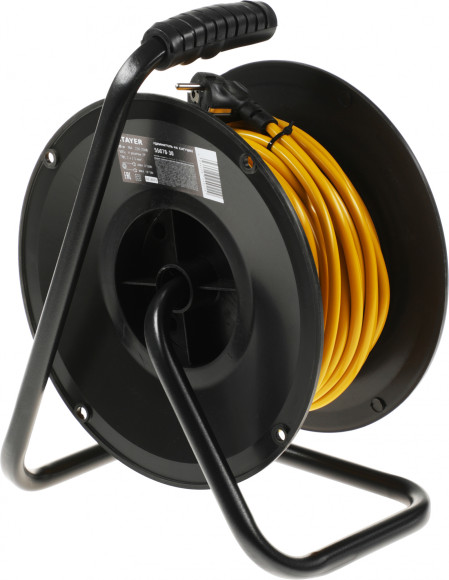 Удлинитель силовой Stayer 55070-30 2x2.5кв.мм 4розет. 30м ПВС 10A катушка желтый