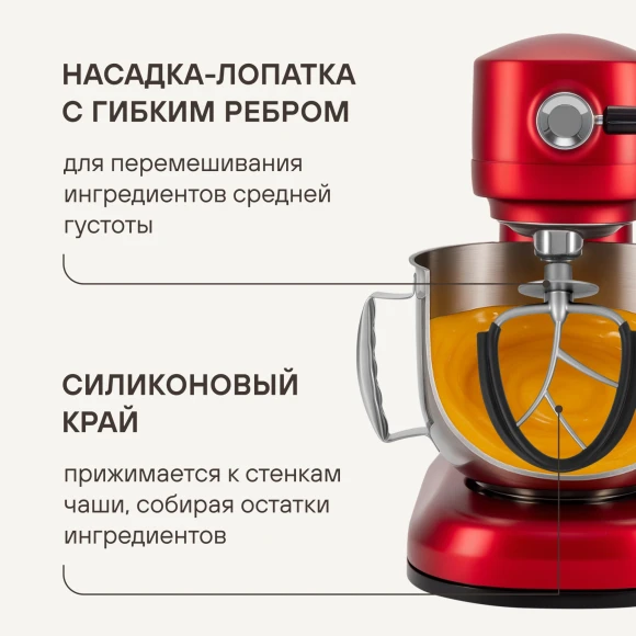 Кухонная машина Rondell RDE-KM900 планетар.вращ. 1900Вт красное вино